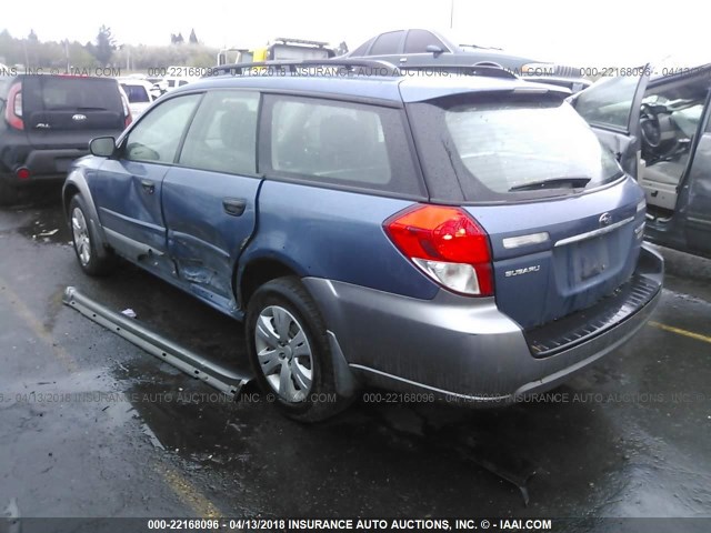 4S4BP60C197330411 - 2009 SUBARU OUTBACK BLUE photo 3