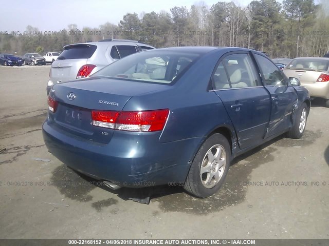 5NPEU46F76H032601 - 2006 HYUNDAI SONATA GLS/LX BLUE photo 4