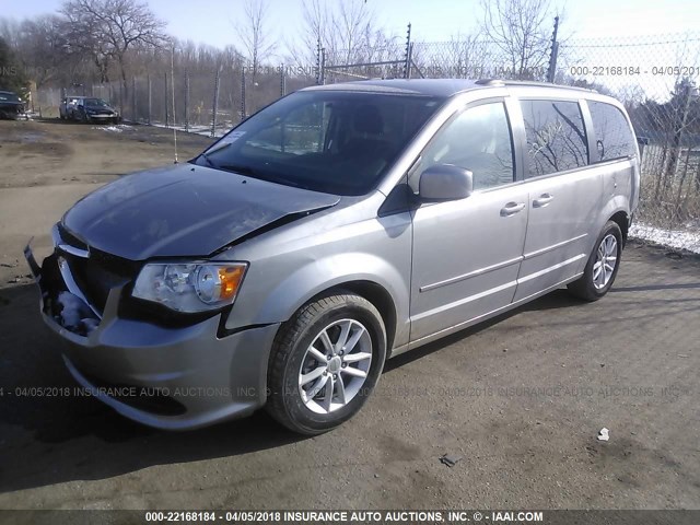 2C4RDGCG8GR132193 - 2016 DODGE GRAND CARAVAN SXT SILVER photo 2