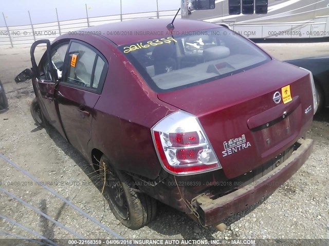 3N1AB61E57L666413 - 2007 NISSAN SENTRA 2.0/2.0S/2.0SL BURGUNDY photo 3