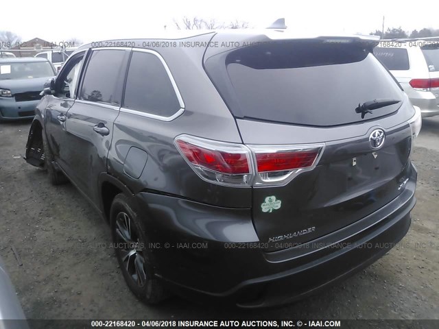 5TDJKRFH1GS320659 - 2016 TOYOTA HIGHLANDER XLE Pewter photo 3