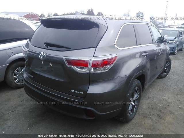 5TDJKRFH1GS320659 - 2016 TOYOTA HIGHLANDER XLE ფერფლისფერი ფოტო 4