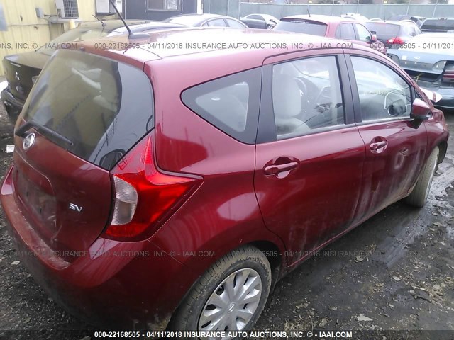 3N1CE2CP7GL404142 - 2016 NISSAN VERSA NOTE S/S PLUS/SV/SL/SR RED photo 4