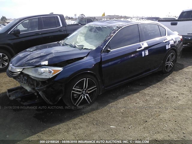 1HGCR2F5XHA258244 - 2017 HONDA ACCORD SPORT BLUE photo 2