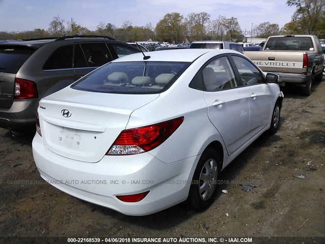 KMHCT4AE7EU640885 - 2014 HYUNDAI ACCENT GLS/GS WHITE photo 4