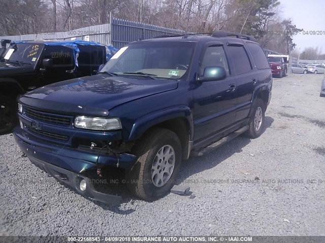 1GNEK13T85R171651 - 2005 CHEVROLET TAHOE K1500 BLUE photo 2