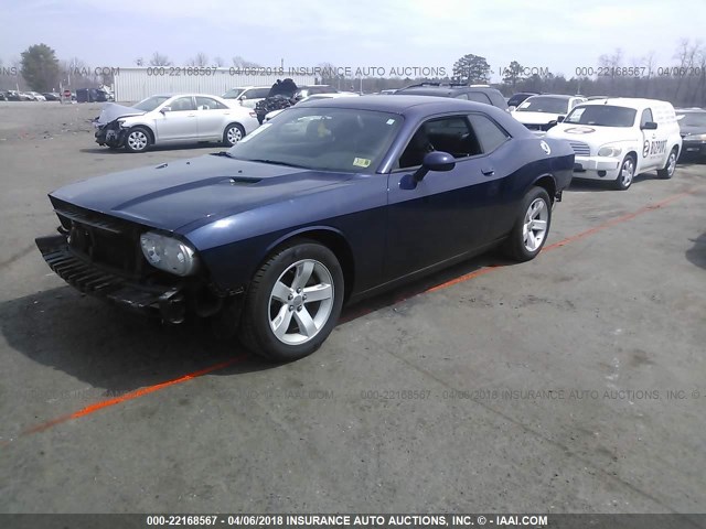 2C3CDYAG2EH180066 - 2014 DODGE CHALLENGER SXT BLUE photo 2