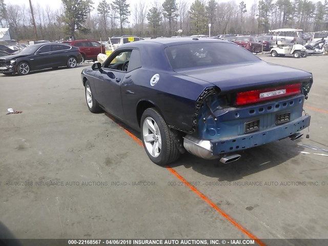 2C3CDYAG2EH180066 - 2014 DODGE CHALLENGER SXT BLUE photo 3