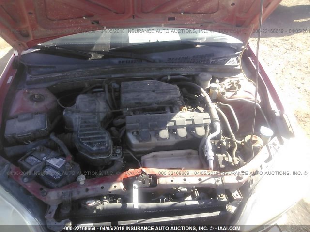 1HGEM21135L077501 - 2005 HONDA CIVIC DX VP RED photo 10