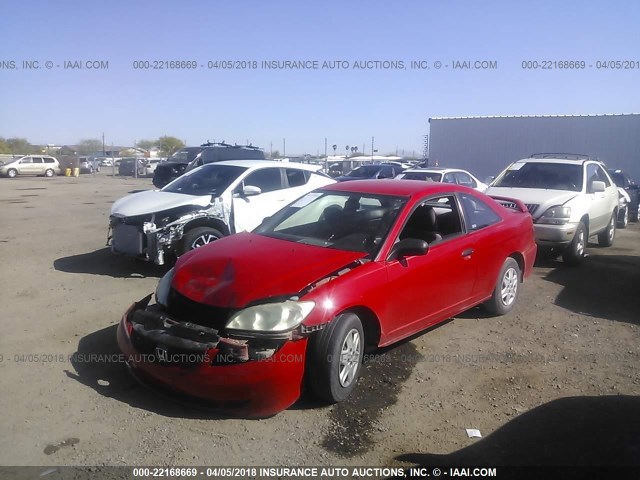 1HGEM21135L077501 - 2005 HONDA CIVIC DX VP RED photo 2