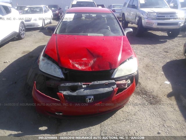 1HGEM21135L077501 - 2005 HONDA CIVIC DX VP RED photo 6