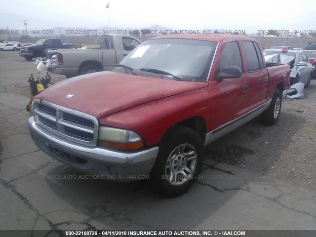 1B7GL2AX61S158703 - 2001 DODGE DAKOTA QUAD RED photo 2