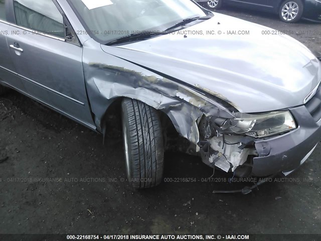 5NPEU46F56H042642 - 2006 HYUNDAI SONATA GLS/LX SILVER photo 6