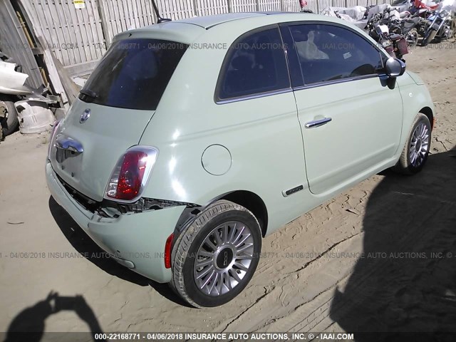 3C3CFFCR4DT591990 - 2013 FIAT 500 LOUNGE GREEN photo 4