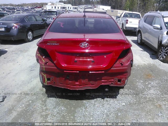 KMHCT4AE6EU691939 - 2014 HYUNDAI ACCENT GLS/GS RED photo 6