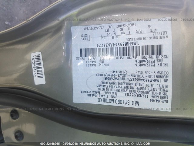 1MEHM55S64A625774 - 2004 MERCURY SABLE GRAY photo 9