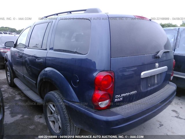 1D4HD48N15F525851 - 2005 DODGE DURANGO SLT BLUE photo 3