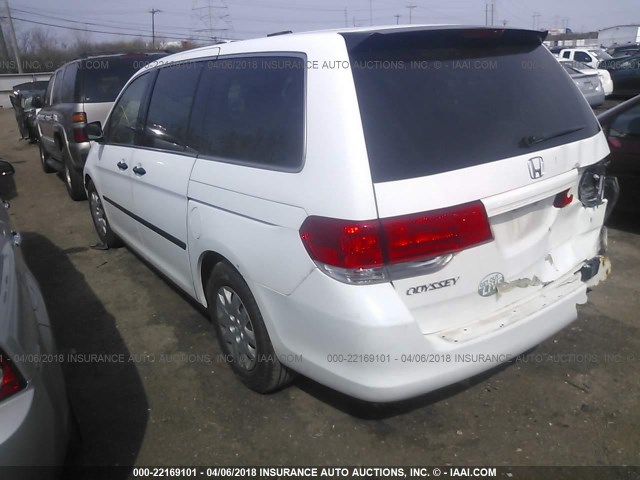 5FNRL3H25AB103116 - 2010 HONDA ODYSSEY LX WHITE photo 3