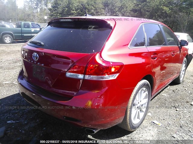 4T3ZA3BB4AU021922 - 2010 TOYOTA VENZA MAROON photo 4