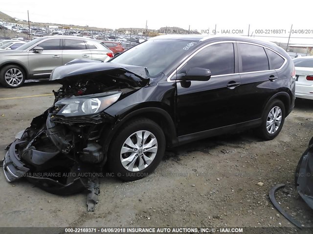 2HKRM4H74EH619974 - 2014 HONDA CR-V EXL BLACK photo 2