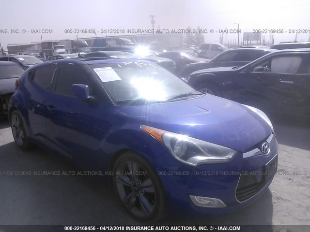 KMHTC6ADXCU059168 - 2012 HYUNDAI VELOSTER BLUE photo 1