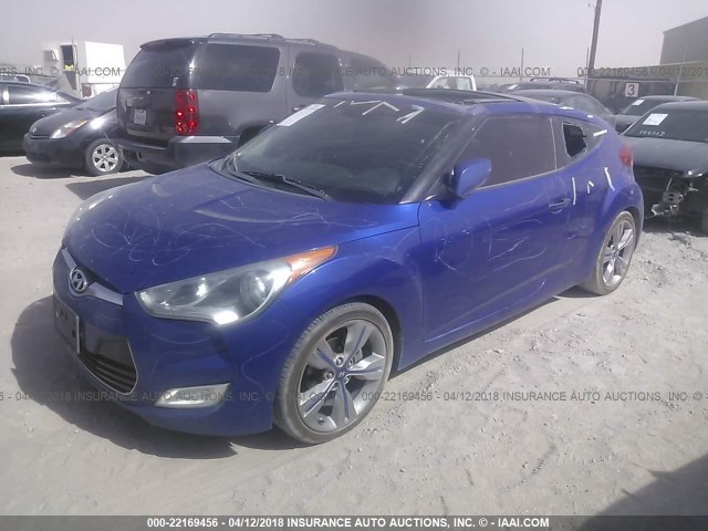 KMHTC6ADXCU059168 - 2012 HYUNDAI VELOSTER BLUE photo 2