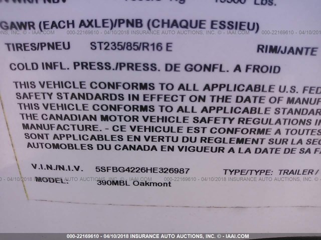 5SFBG4226HE326987 - 2017 HEARTLAND OTHER  白色 照片 9