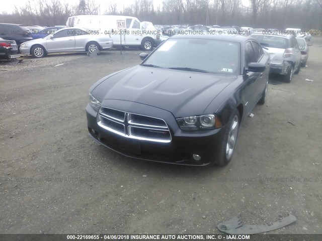 2C3CDXCT5DH532138 - 2013 DODGE CHARGER R/T BLACK photo 2