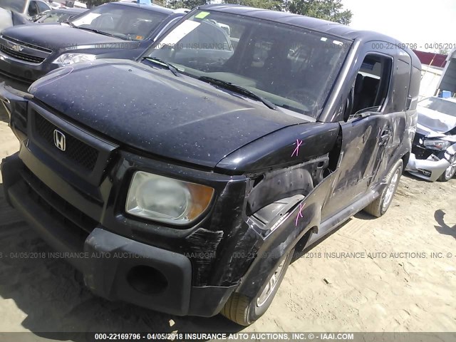 5J6YH187X6L007932 - 2006 HONDA ELEMENT EX BLACK photo 2