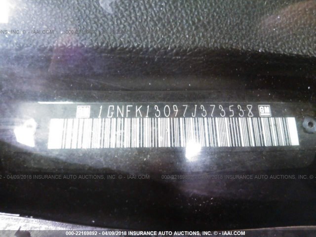 1GNFK13097J373538 - 2007 CHEVROLET TAHOE K1500 BLACK photo 9