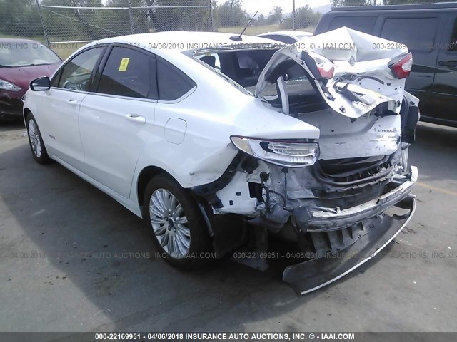 3FA6P0LU9DR310115 - 2013 FORD FUSION SE HYBRID WHITE photo 3