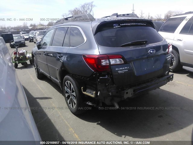 4S4BSANCXH3317303 - 2017 SUBARU OUTBACK 2.5I LIMITED BLUE photo 3