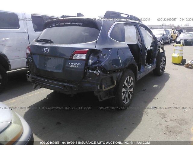 4S4BSANCXH3317303 - 2017 SUBARU OUTBACK 2.5I LIMITED BLUE photo 4