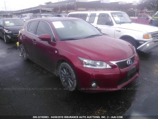 JTHKD5BH1C2056453 - 2012 LEXUS CT 200 RED photo 1