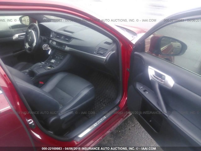 JTHKD5BH1C2056453 - 2012 LEXUS CT 200 RED photo 5