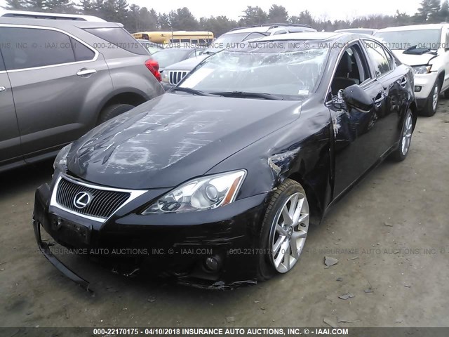 JTHCF5C29C5053646 - 2012 LEXUS IS 250 BLACK photo 2