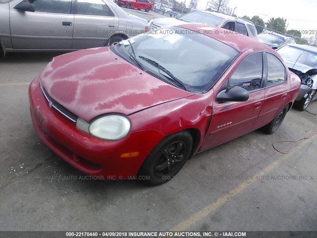 1B3ES46C11D196213 - 2001 DODGE NEON SE/ES RED photo 2