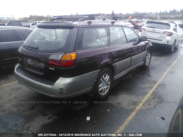 4S3BH6659Y7646017 - 2000 SUBARU LEGACY OUTBACK BURGUNDY photo 4