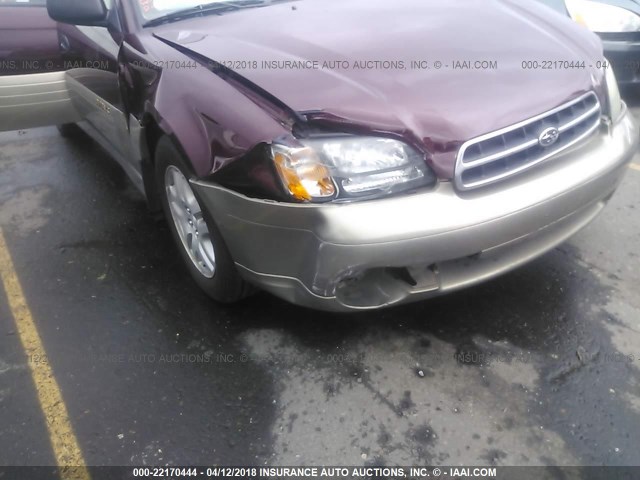 4S3BH6659Y7646017 - 2000 SUBARU LEGACY OUTBACK BURGUNDY photo 6