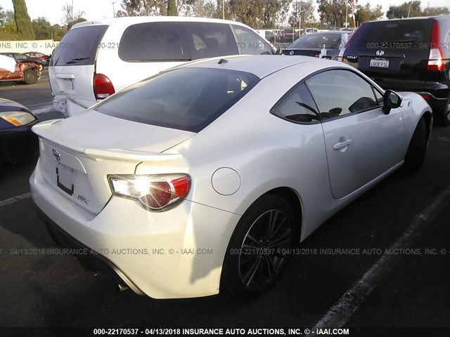 JF1ZNAA10E9706173 - 2014 TOYOTA SCION FR-S WHITE photo 4