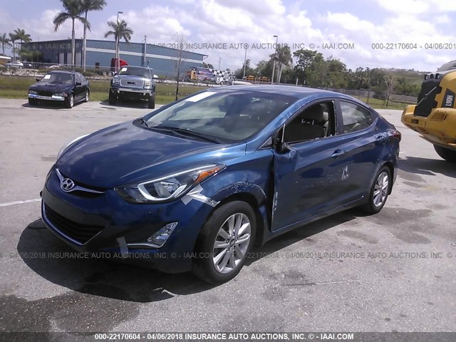 KMHDH4AE6FU320934 - 2015 HYUNDAI ELANTRA SE/SPORT/LIMITED BLUE photo 2