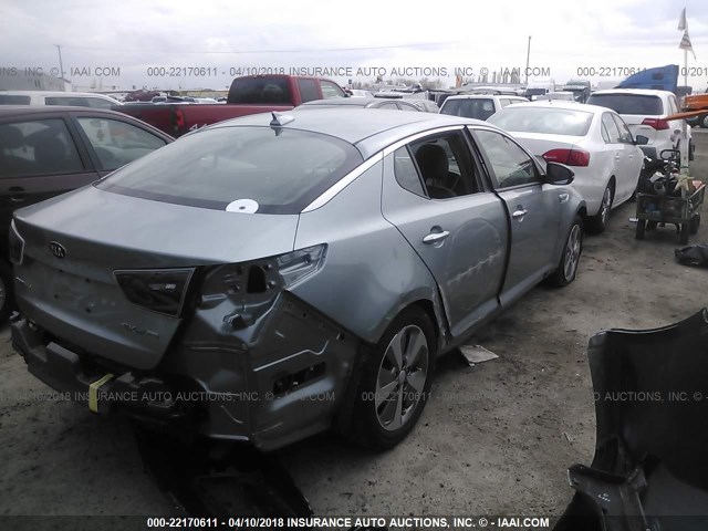 KNAGN4AD5F5087699 - 2015 KIA OPTIMA HYBRID SILVER photo 4