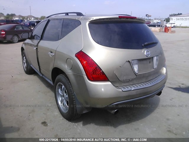 JN8AZ08W37W604172 - 2007 NISSAN MURANO SL/SE/S GOLD photo 3