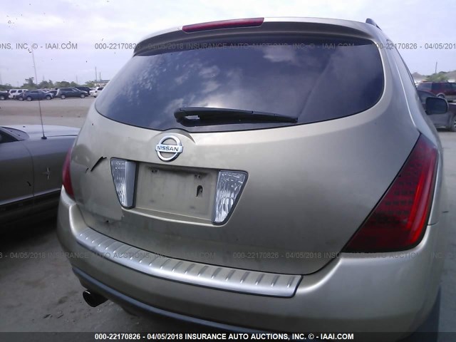 JN8AZ08W37W604172 - 2007 NISSAN MURANO SL/SE/S GOLD photo 6