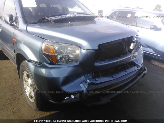 5FNYF28527B006374 - 2007 HONDA PILOT EXL BLUE photo 6