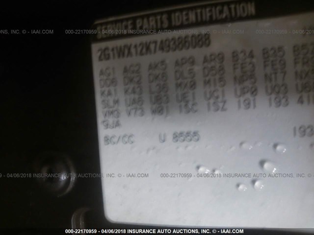 2G1WX12K749386088 - 2004 CHEVROLET MONTE CARLO SS შავი ფოტო 9