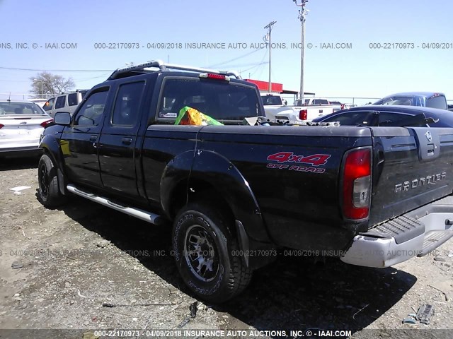 1N6ED29Y22C376020 - 2002 NISSAN FRONTIER CREW CAB XE/CREW CAB SE BLACK photo 3