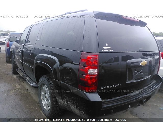 1GNSKJE70ER191654 - 2014 CHEVROLET SUBURBAN K1500 LT BLACK photo 3