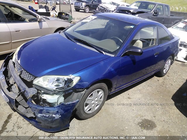 1HGEM22195L054612 - 2005 HONDA CIVIC DX VP BLUE photo 2