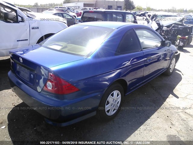 1HGEM22195L054612 - 2005 HONDA CIVIC DX VP BLUE photo 4